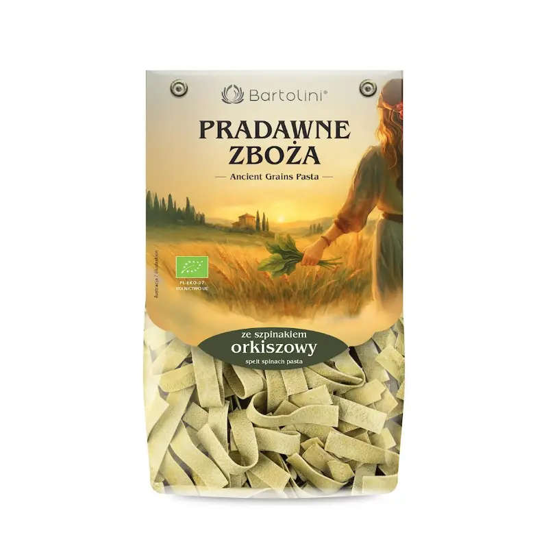 BARTOLINI Makaron orkiszowy szpinakowy wstążki pradawne zboża BIO 250 g