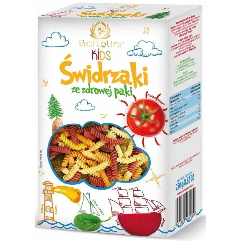 BARTOLINI Makaron semolinowy z suszonymi warzywami dla dzieci świdrzaki 250 g
