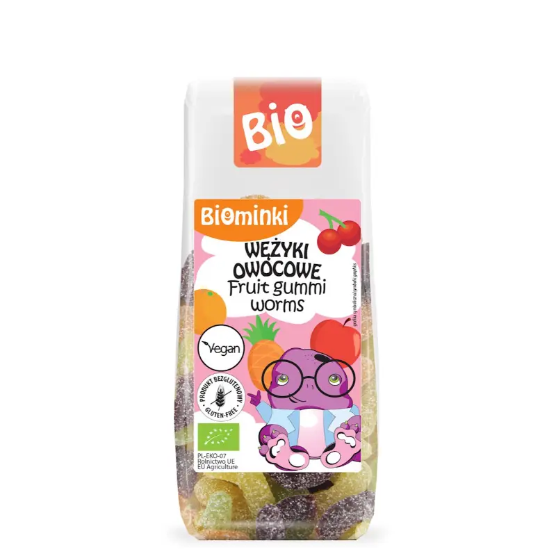BIOMINKI Wężyki owocowe bez żelatyny bezglutenowe EKO 100 g