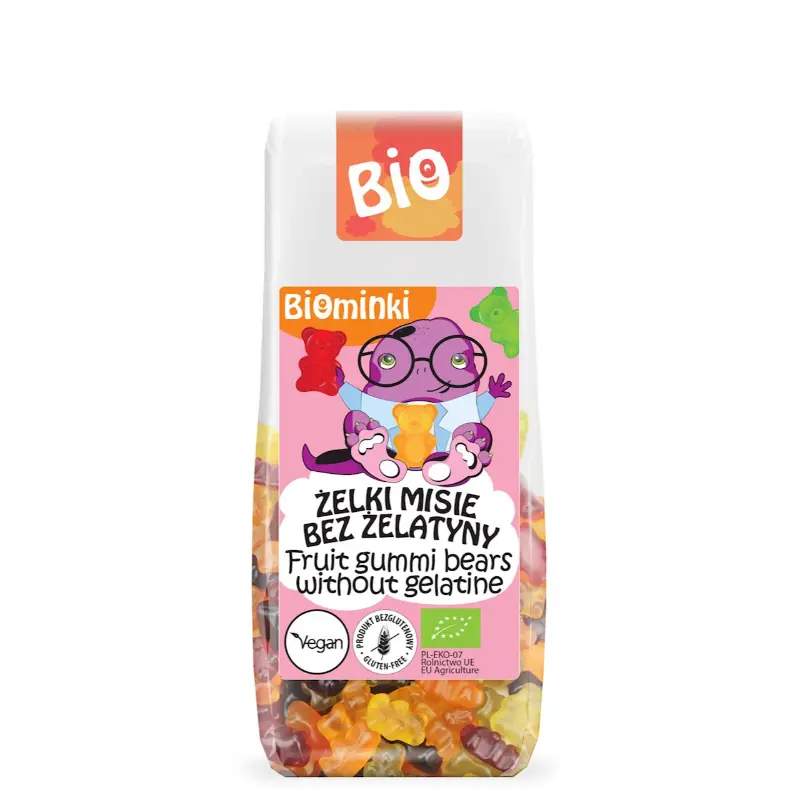 BIOMINKI Żelki misie bez żelatyny bezglutenowe EKO 100 g