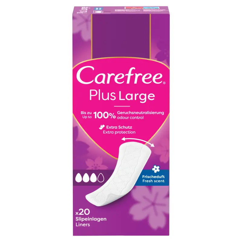 CAREFREE Wkładki higieniczne Plus Large świeży zapach 20 szt.