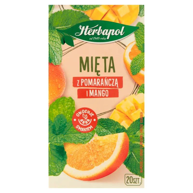 HERBAPOL Herbata ziołowa w torebkach mięta z pomarańcza i mango (20x1,5 g) 30 g