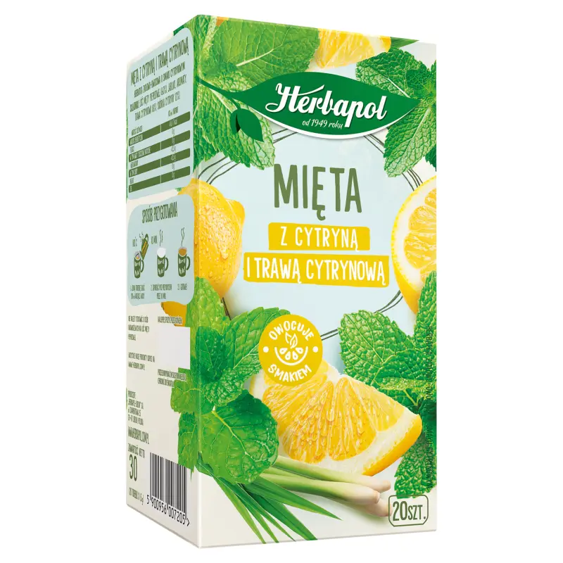 HERBAPOL Herbata ziołowa w torebkach mięta z cytryną i trawą cytrynową (20x1,5 g) 30 g