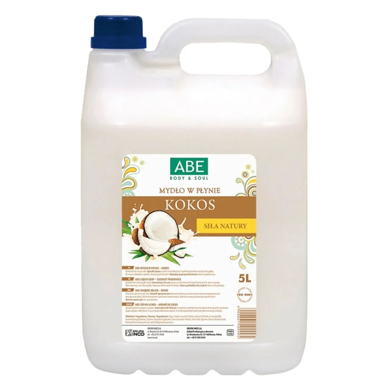 ABE Mydło w płynie do mycia rąk kokosowe zapas 5000 ml