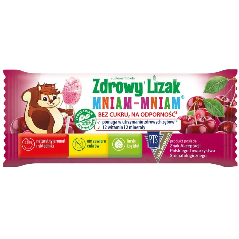 ZDROWY LIZAK Lizak o smaku malinowym z witaminą D i C bez cukru bezglutenowy 6 g