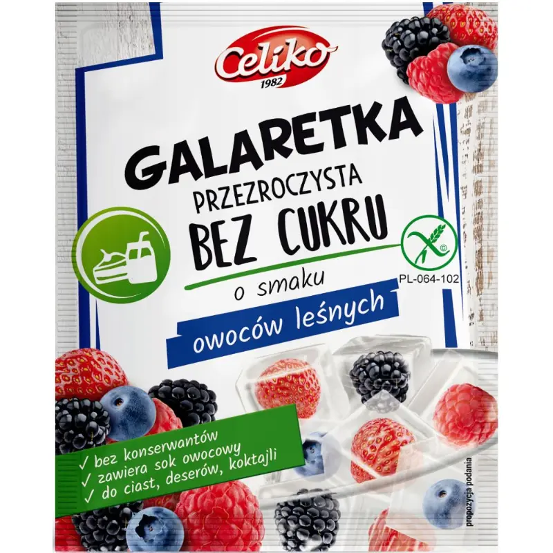 CELIKO Galaretka o smaku owoców leśnych bez cukru bezglutenowa 14 g