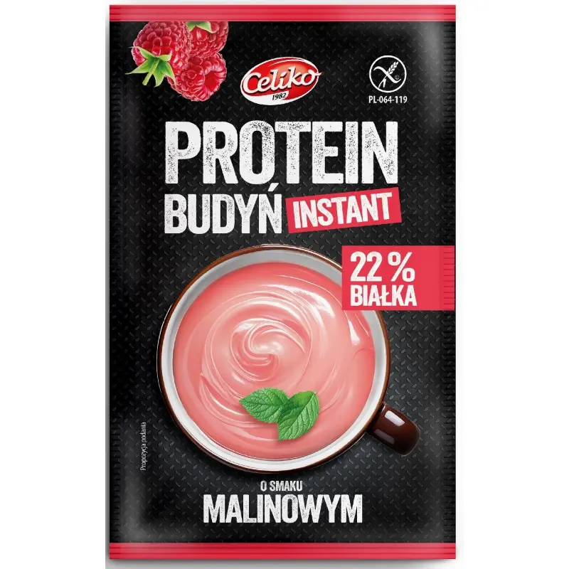 CELIKO Budyń proteinowy o smaku malinowym bezglutenowy 40 g
