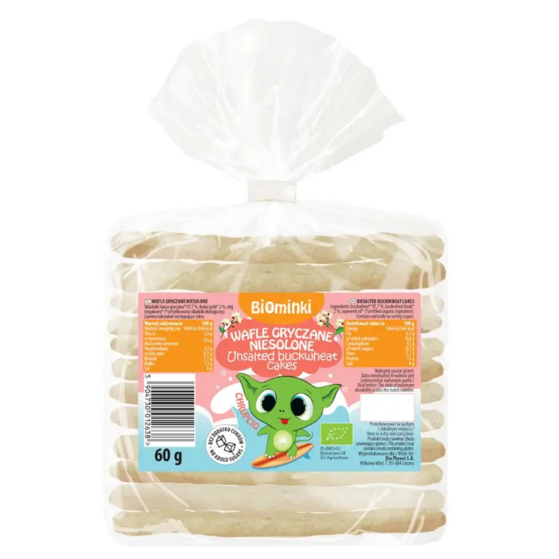 BIOMINKI Wafle gryczane niesolone BIO 60 g