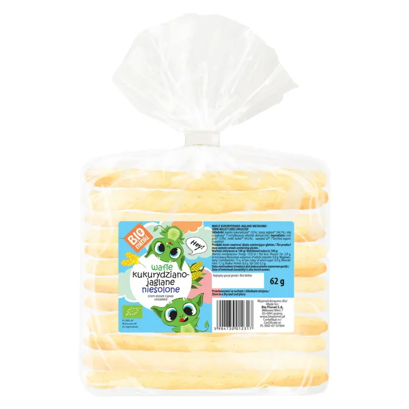BIOMINKI Wafle kukurydziano-jaglane niesolone BIO 62 g