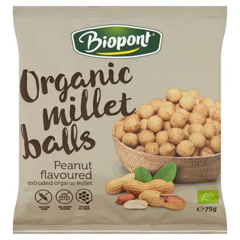 BIOPONT Chrupki jaglane z orzeszkami ziemnymi prażonymi bezglutenowe BIO 75 g