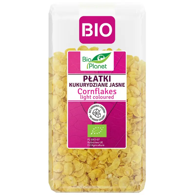 BIO PLANET Płatki kukurydziane jasne bez dodatku cukru BIO 250 g