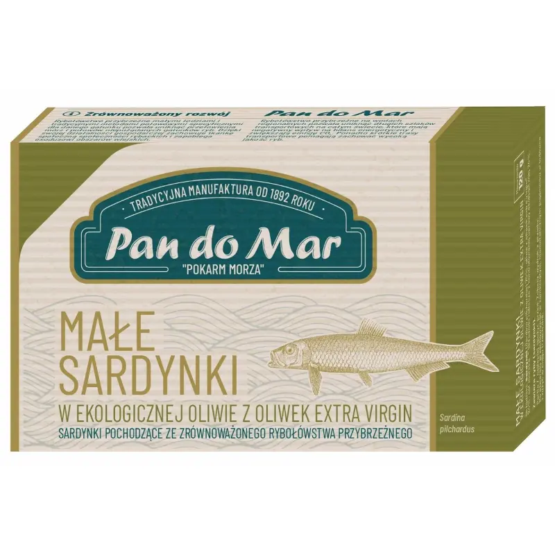 PAN DO MAR Sardynki w ekologicznej oliwie z oliwek extra virgin 120 g