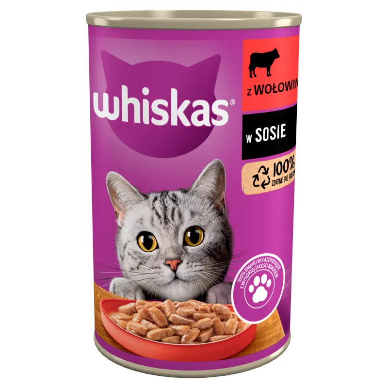 WHISKAS Karma mokra dla kotów z wołowiną w sosie 400 g