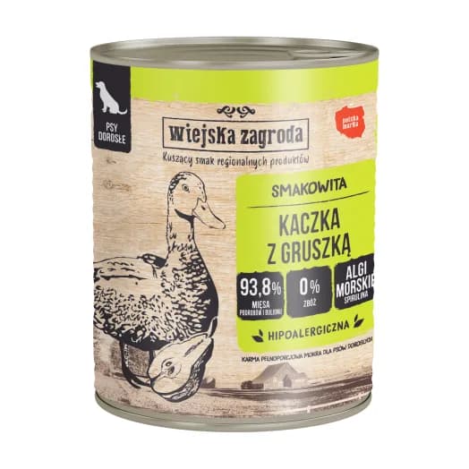 WIEJSKA ZAGRODA Karma mokra hipoalergiczna dla psów z kaczką i gruszką 800 g