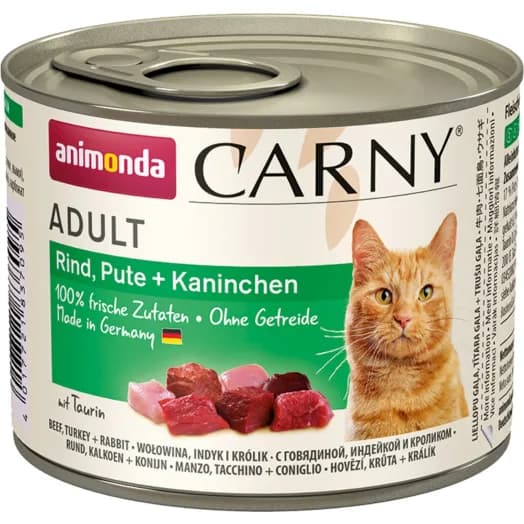 ANIMONDA CARNY Karma mokra dla kotów z wołowiną, indykiem i królikiem 200 g