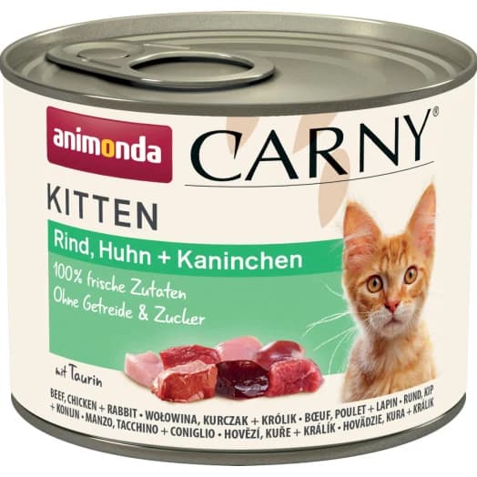 ANIMONDA CARNY Karma mokra dla kociąt z wołowiną, kurczakiem i królikiem 200 g