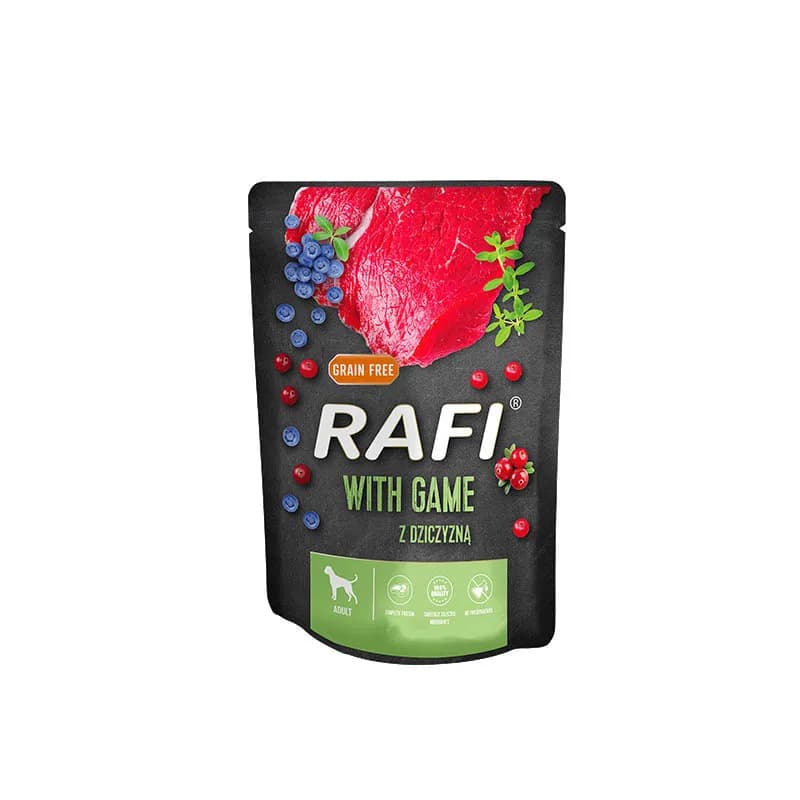 RAFI Karma mokra bezglutenowa dla psów z dziczyzną 300 g