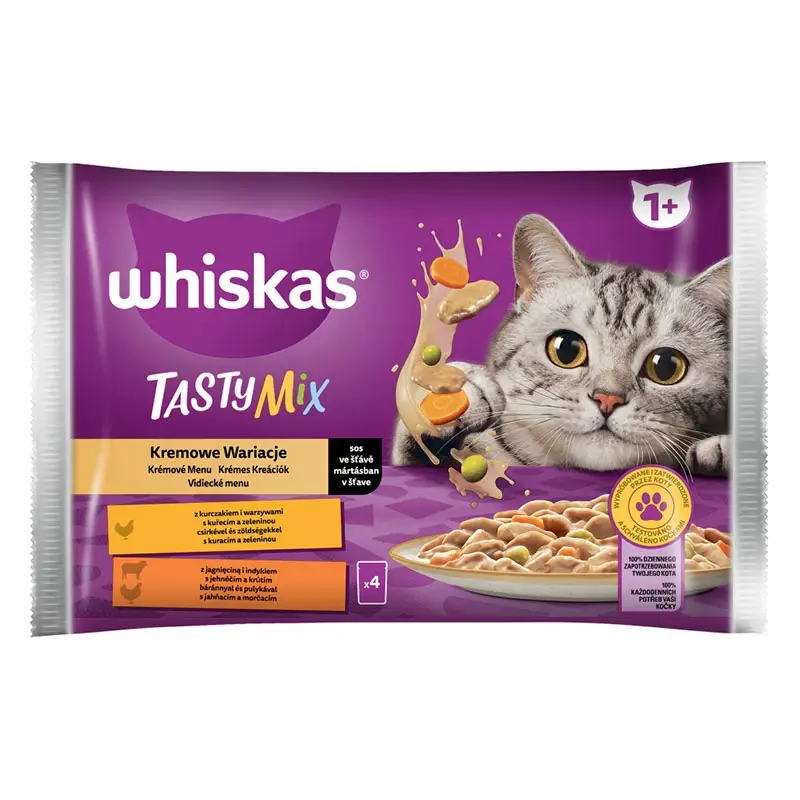 WHISKAS TASTY MIX Karma mokra dla kotów Kremowe Wariacje 4x85 g 340 g
