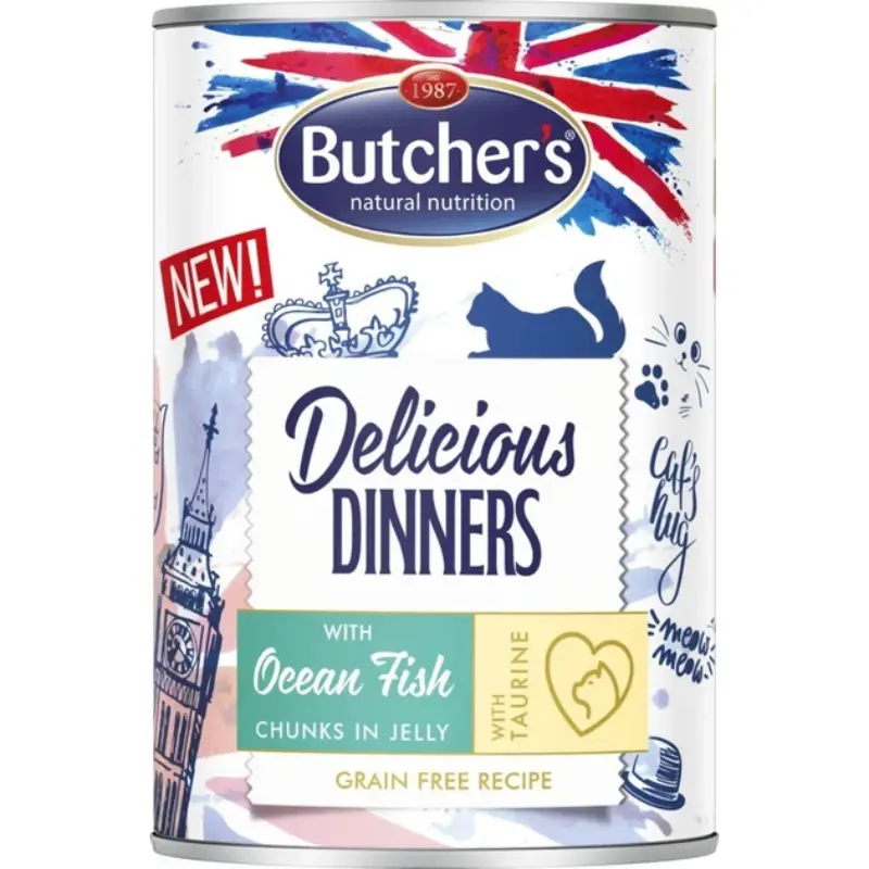 BUTCHER'S DELICIOUS DINNERS Karma mokra dla kotów z rybą oceaniczną w galarecie 400 g