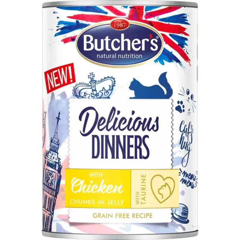 BUTCHER'S DELICIOUS DINNERS Karma mokra dla kotów z kurczakiem w galarecie 400 g