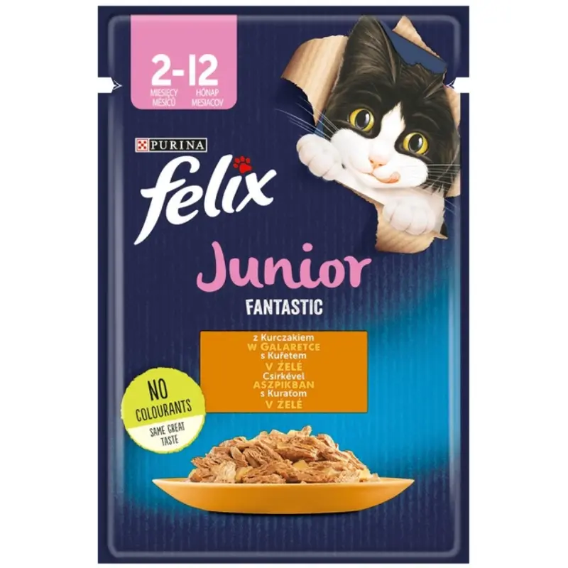 FELIX FANTASTIC JUNIOR Karma mokra dla kociąt kurczak w galarecie 85 g