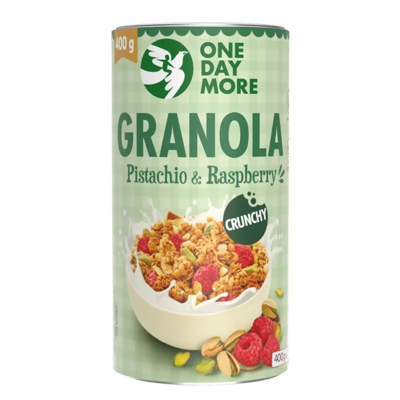 ONEDAYMORE Granola z pistacją, maliną i białą czekoladą 400 g