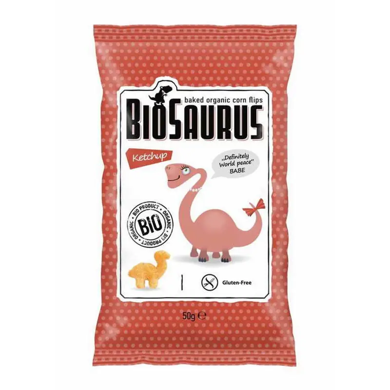 BIOSAURUS Chrupki kukurydziane dinozaury ketchupowe bezglutenowe BIO 50 g