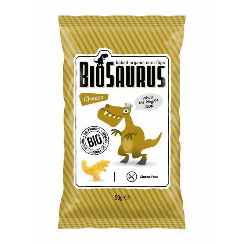 BIOSAURUS Chrupki kukurydziane dinozaury serowe bezglutenowe BIO 50 g