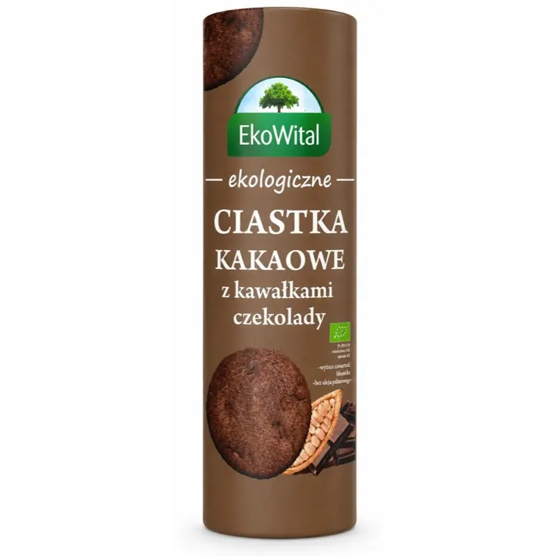 EKOWITAL Ciastka kakaowe z kawałkami czekolady BIO 250 g