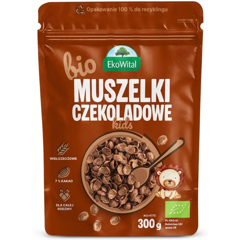 EKOWITAL Muszelki czekoladowe BIO 300 g