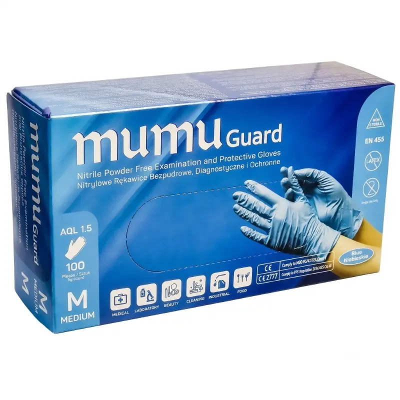 MUMU GUARD Rękawice nitrylowe niebieskie M 100 szt.