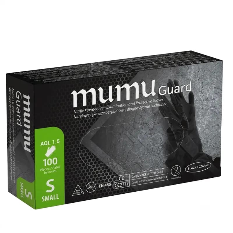 MUMU GUARD Rękawice nitrylowe czarne S 100 szt.