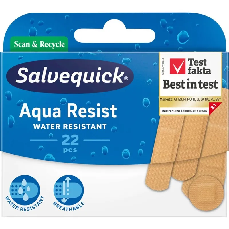 SALVEQUICK AQUA RESIST Plastry opatrunkowe wodoodporne Mix 22 szt.
