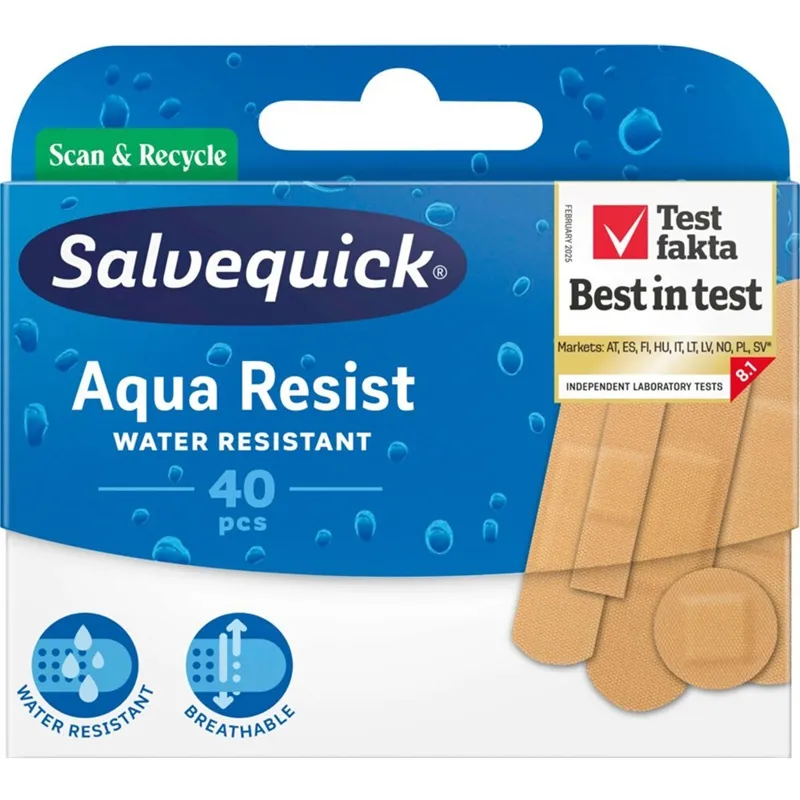 SALVEQUICK AQUA RESIST Plastry opatrunkowe wodoodporne Mix 40 szt.