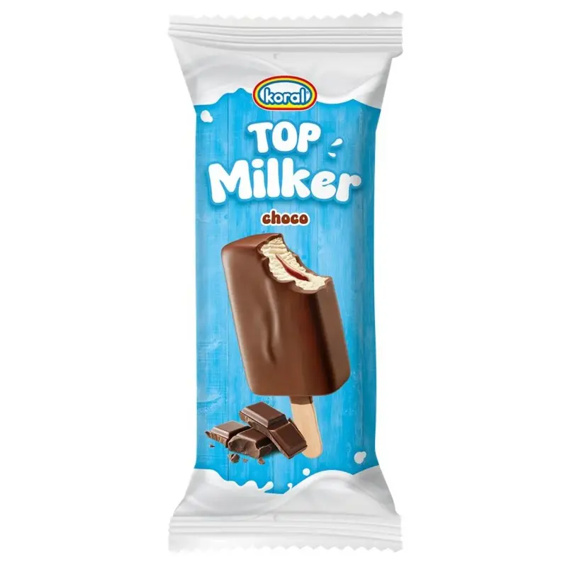 KORAL TOP MILKER Lody o smaku czekoladowym na patyku 110 ml