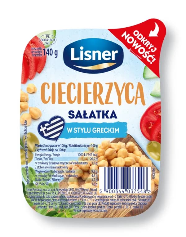 LSINER Sałatka z ciecierzycą w stylu greckim 140 g