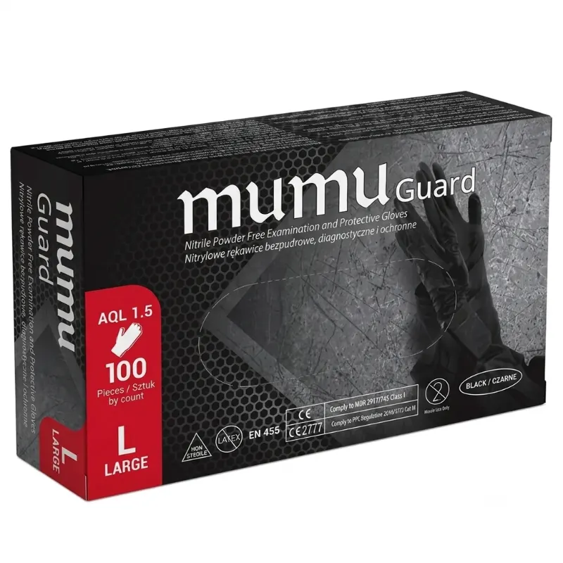 MUMU GUARD Rękawice nitrylowe czarne L 100 szt.