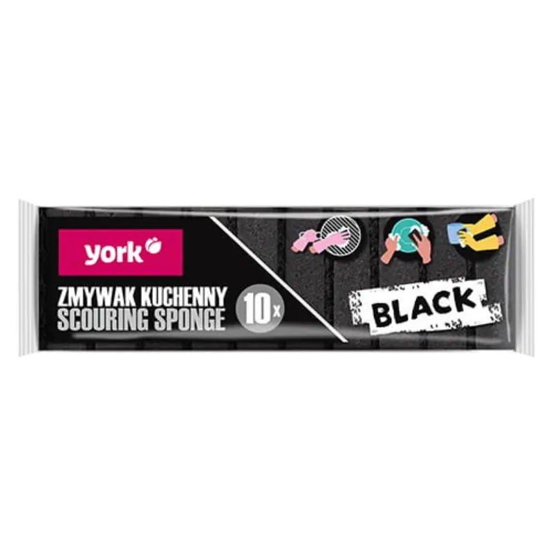 YORK Zmywak kuchenny BLACK 10 szt.