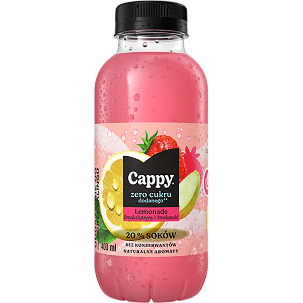 CAPPY LEMONADE Lemoniada o smaku cytryny i truskawki 400 ml