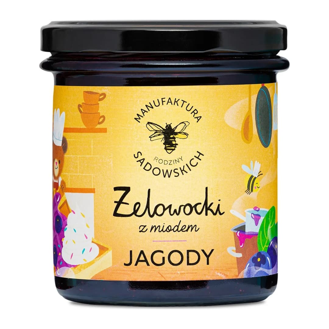 MANUFAKTURA PASIEKI SADOWSKICH Żelowocki jagodowe z miodem 320 g