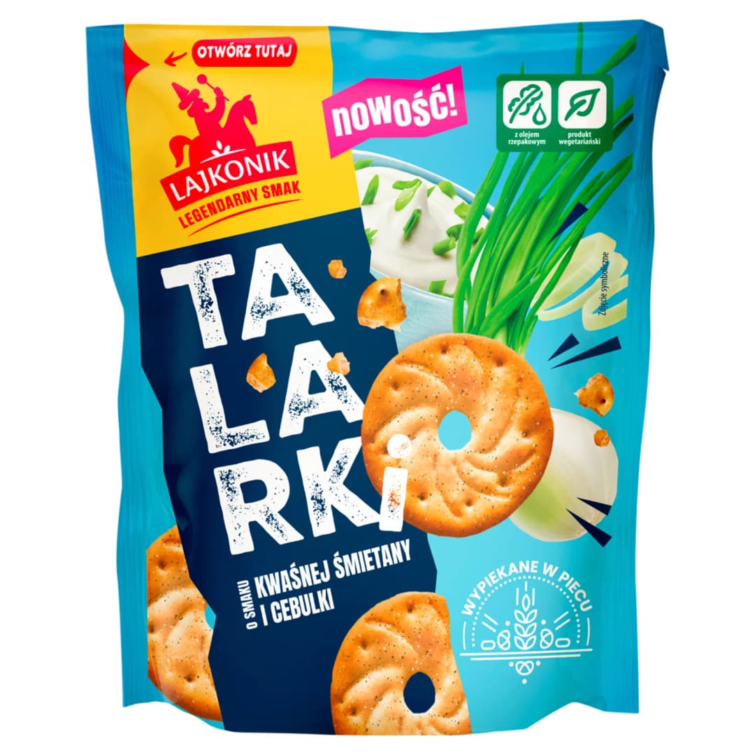 LAJKONIK Talarki o smaku kwaśnej śmietany z cebulką 100 g