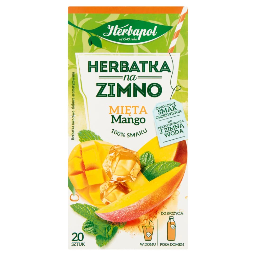 HERBAPOL Herbata ziołowa owocowa w torebkach mięta mango na zimno (20x1,8 g) 36 g