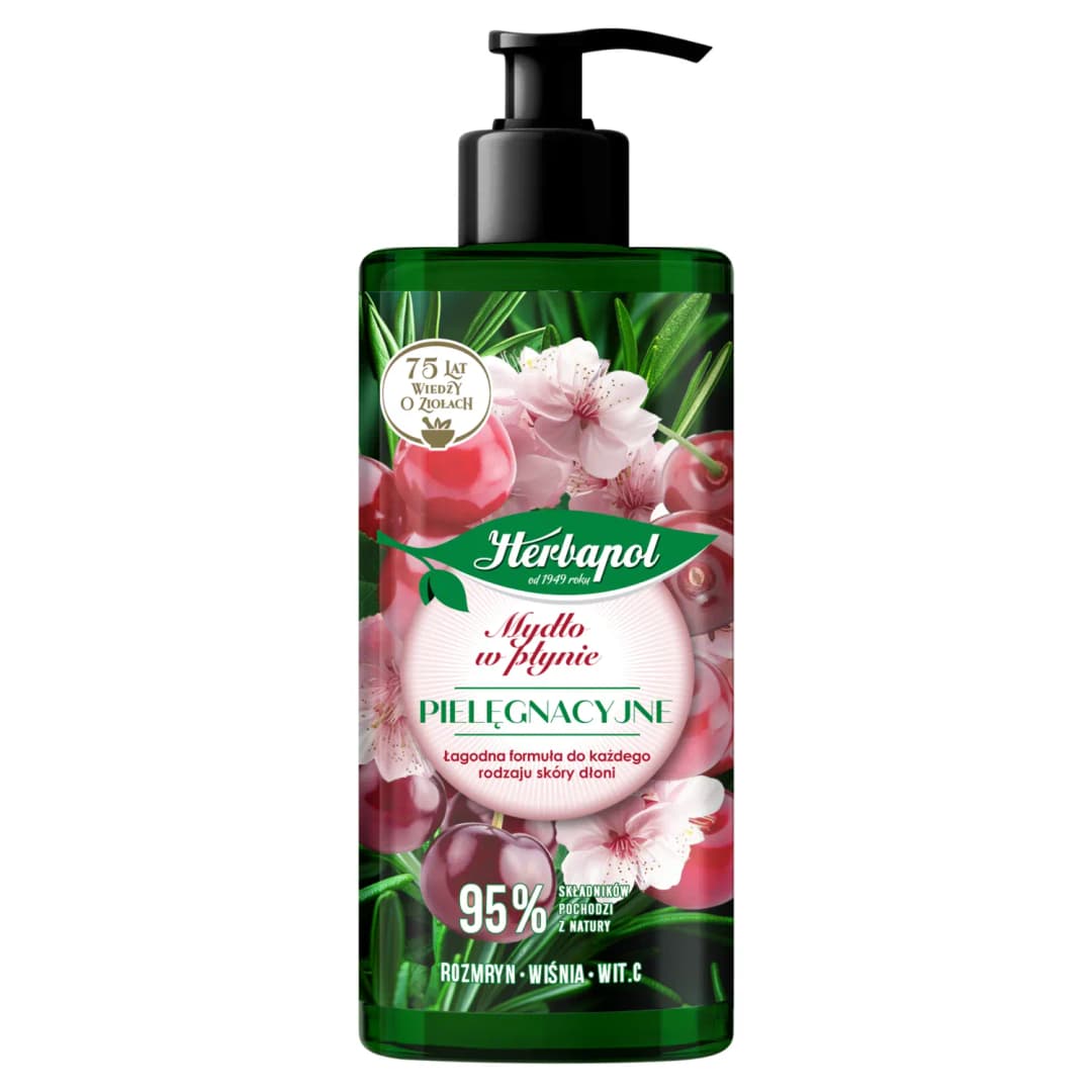 KOSMETYKI HERBAPOL Mydło w płynie pielęgnacyjne rozmaryn - wiśnia 390 ml
