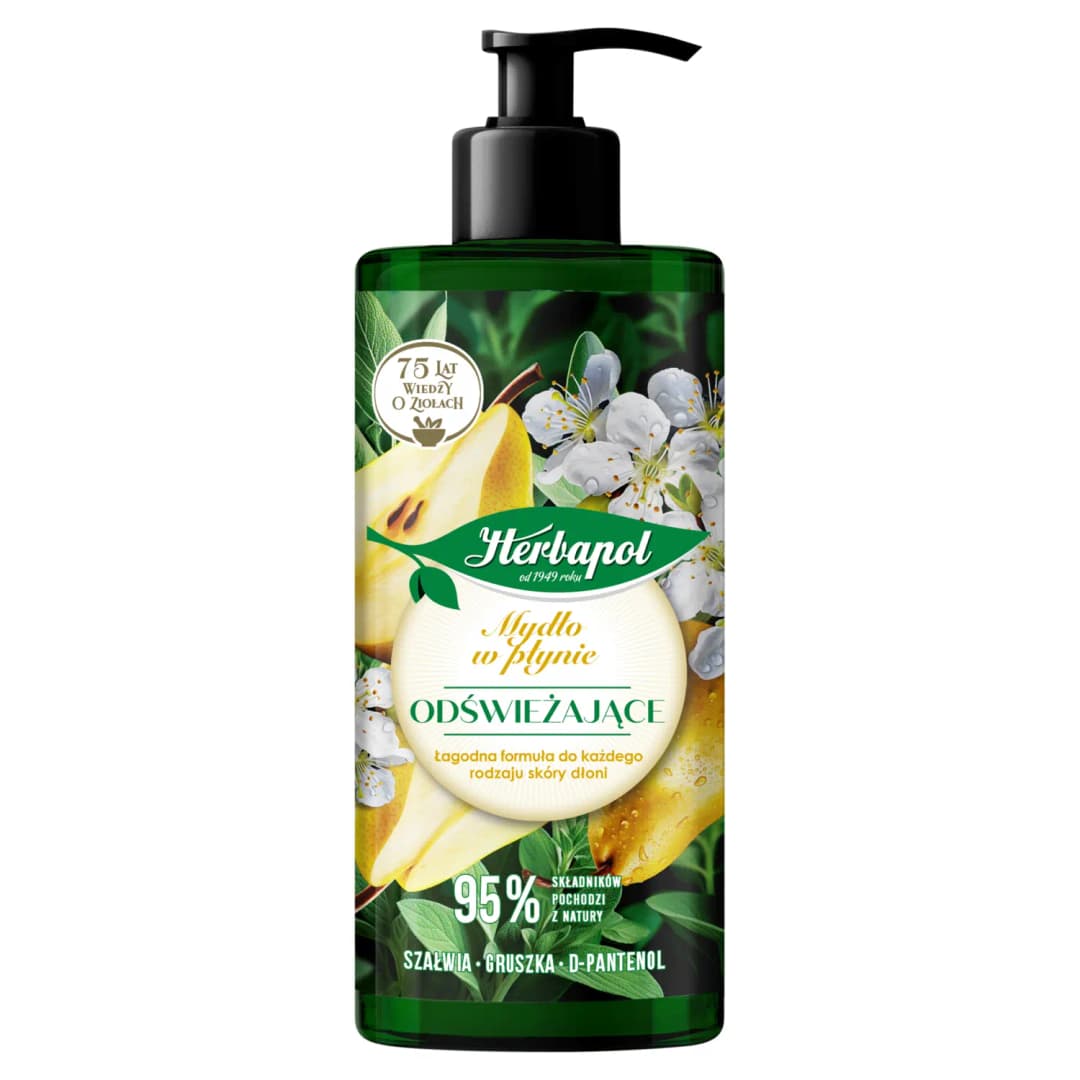 HERBAPOL Mydło w płynie odświeżające szałwia - gruszka 390 ml