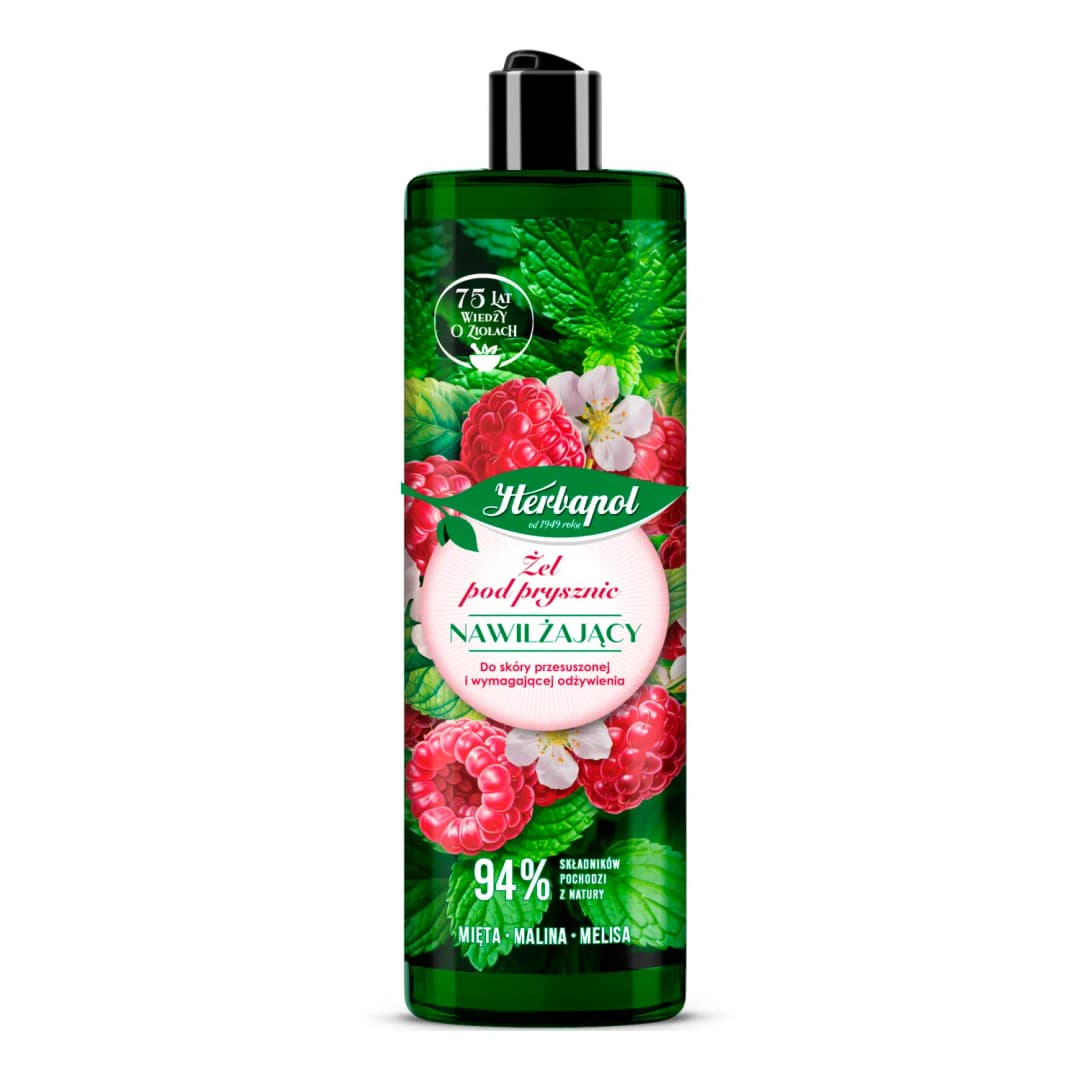 KOSMETYKI HERBAPOL Żel pod prysznic nawilżający malina - mięta 400 ml
