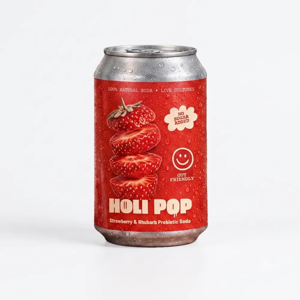 HOLI POP Napój prebiotyczny z truskawką i rabarbarem 330 ml
