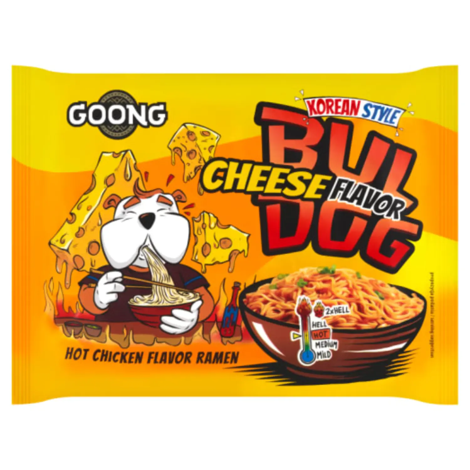 GOONG BULDOG Danie błyskawiczne noodle z sosem o smaku serowym 1 szt.