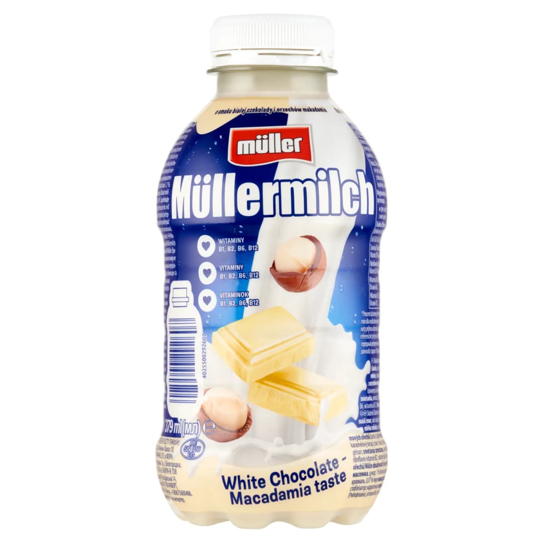 MÜLLER MÜLLERMILCH Napój mleczny o smaku białej czekolady i orzechów makadamia 400 g