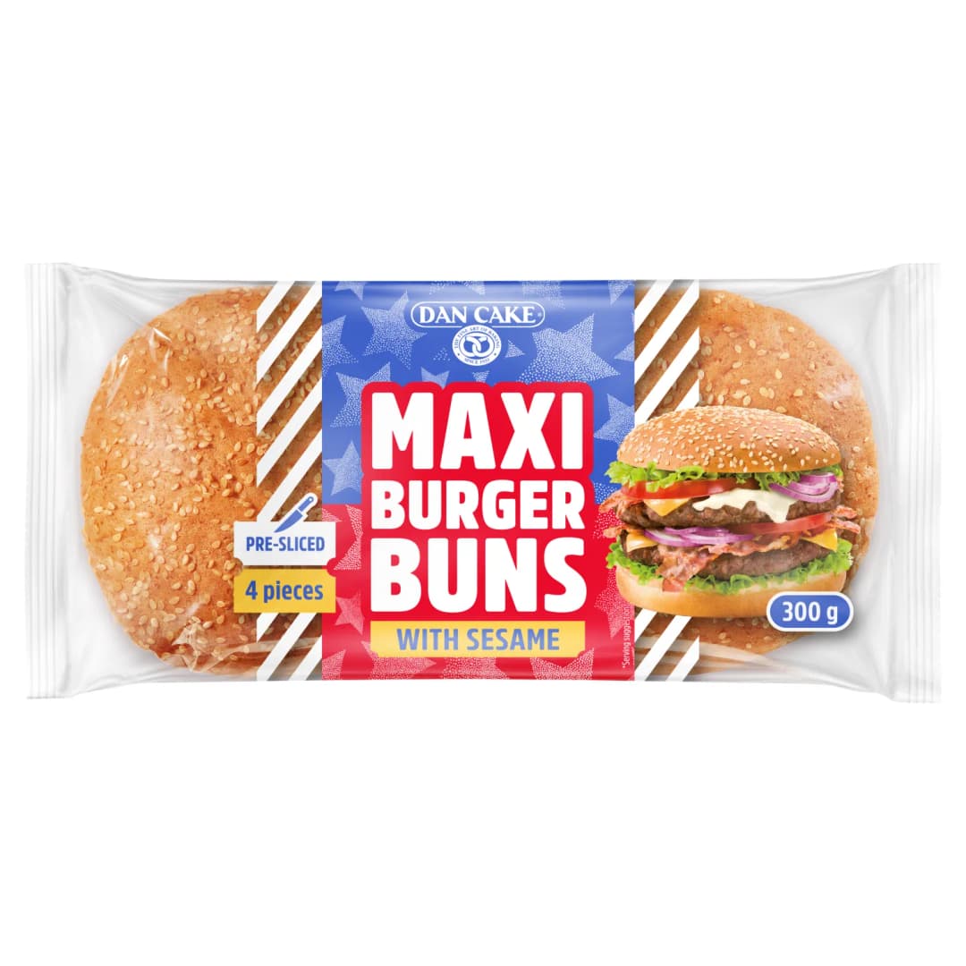 DAN CAKE Bułki pszenne z sezamem do burgerów 4 szt. 300 g