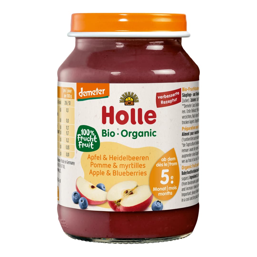 HOLLE Jabłko z borówką bez glutenu i cukru BIO 190 g
